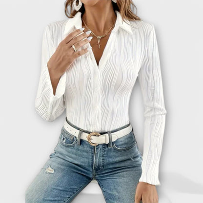 Natalie | Eleganta polo blūze ar garām piedurknēm