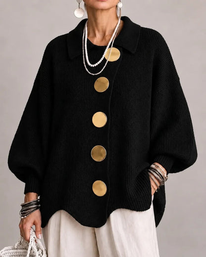 Karina | Oversize kardigans ar apkakli un pogām