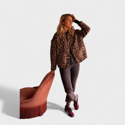 Roze | Moderna jaka ar leoparda rakstu