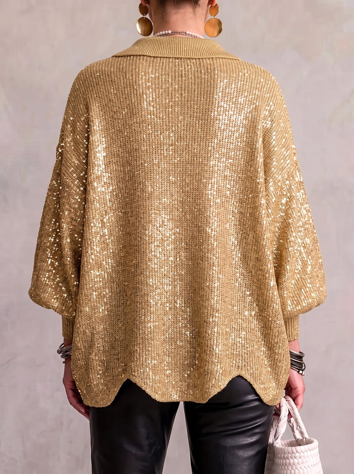 Karina | Oversize kardigans ar apkakli un pogām